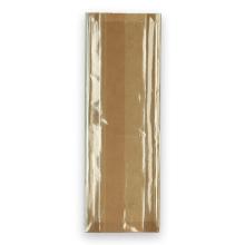 Papieren vensterzak polykraft+PE 12+(2x2.5)x38 cm bruin met geperforeerd venster Productfoto