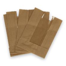 Papieren vensterzak kraft+PLA 10+(2x3)x14.5 cm bruin Productfoto