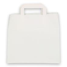 Papieren draagtas met platte hengsels 26+17x25 cm wit Productfoto