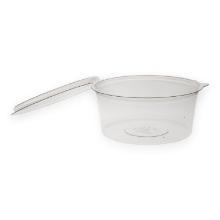 Plastic salad bowl with fixed lid APET ø 15 cm 750 cc transparent product photo