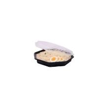 Duni plastic saladebak met vast deksel PS Octaview Cold 23x23x5 cm 1000 cc zwart Productfoto