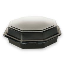 Duni plastic saladebak met vast deksel PS Octaview Cold 19x19x6 cm 640 cc zwart Productfoto