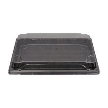 Sushi tray met deksel XL rechthoek 22x13.5x4.5 cm zwart/transparant Productfoto