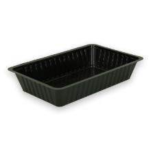 Plastic snack/fries container PS rectangular 189x121x35 mm 600 cc black A14 product photo