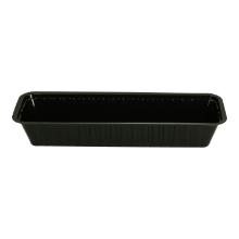 Plastic snack/fries container PS rectangular 203x68x34 mm 300cc black A16 product photo