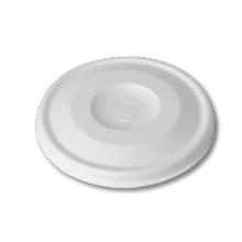 Bagasse lid made from bamboo and wood fibers flat with straw hole ø 9 cm white product photo