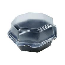 Duni plastic salad bowl with fixed lid PS Octaview Cold 16x16x8 cm 580 cc black product photo