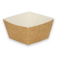 Kartonnen sausbakje vierkant 4x4x3 cm bruin/wit Productfoto