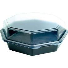 Duni plastic salad bowl with fixed lid PS Octaview Cold 23x23x8 cm 1300 cc black photo du produit