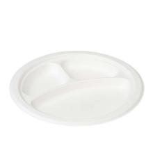 Bagasse plate ø 26 cm 3-compartment white product photo