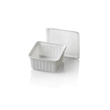 Plastic salad bowl PS square 11.4x11.4x5.8 cm 500 cc white product photo