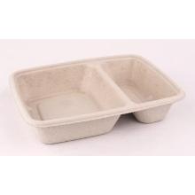 BePulp bagasse meal container reactangle 2 compartments 23x16 cm 550 / 250 ml cr product photo