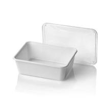 Plastic meal box PP rectangular 18.3x13.5x6.3 cm 1000 cc white product photo