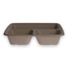 BePulp bagasse maaltijdbak vierkant 3-vaks 23x23x4 cm 500/200/200 ml creme Productfoto