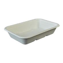 Bagasse meal container rectangular 18x12.5x3.7 cm 450 ml white product photo