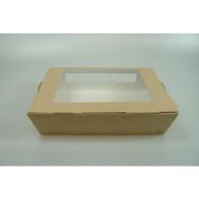 Duni cardboard saladbox with window PLA 18x13.5x4.5 cm 1200 cc brown/white product photo