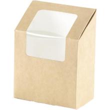 BioPak ecoecho® kartonnen wrap box PLA met venster 13x9x5 cm 550 cc bruin/wit #2 Productfoto
