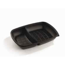 FastPac reusable plastic meal container PP 2-compartments 28x20x4 cm 500/800 cc black product photo