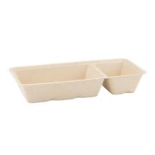 Bagasse snackbak A22 (A9+1) 20.3x9.5x3.6 cm bruin Productfoto