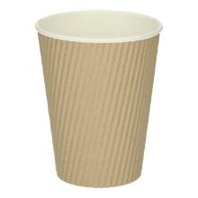 Kartonnen beker Hot PE 12 oz / 300 cc ø 9 cm dubbelwandig geribbeld bruin Productfoto