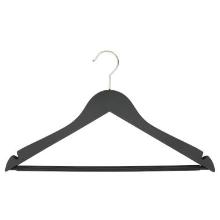Houten kledinghanger met broeklat zwart Productfoto