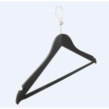 Wooden clothes hanger with notches and anti-theft pin 44 cm dark nut product photo