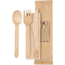 BioPak ecoecho® houten bestekset 4/1 vork/mes/lepel/servet 16 cm bruin #1 Productfoto