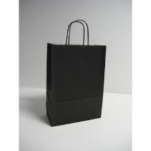 Papieren draagtas met koord 18+8x22 cm zwart Productfoto