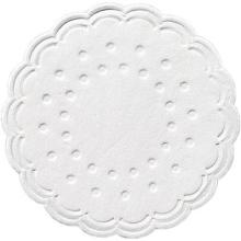 Duni ecoecho® tissue coaster with scalloped edge ø 7.5 cm 8-ply white product photo