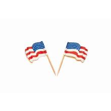Wooden flag pick USA waving 7 cm product photo