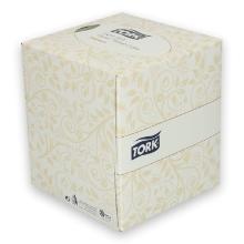Tork Premium facial tissue box Extra Soft 11x11x12.4 cm 2-laags 100 vel wit Productfoto