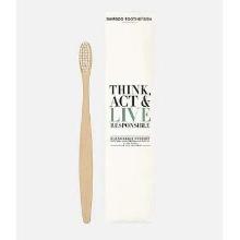 Think, Act & Live bamboe tandenborstel verpakt in een tree-free stone papier Productfoto