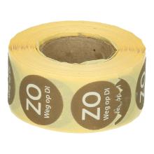 Daymark afwasbare sticker Zo weg op Di 500 stuks op rol HACCP Productfoto