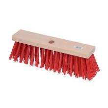Wooden street broom without handle 30 cm red product photo