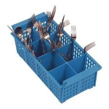 CaterRacks plastic cutlery insert and carrying basket type A 8 compartments 43x21x15 cm blue+ product photo