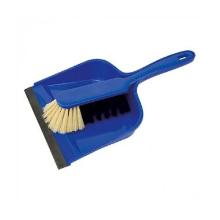 Kunststof stoffer en blik 21.5x33x5.5 cm blauw Productfoto