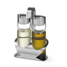 Metal condiment set 2-piece oil/vinegar matte stainless steel product photo