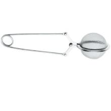 Stainless steel tea strainer with hinged handle product photo