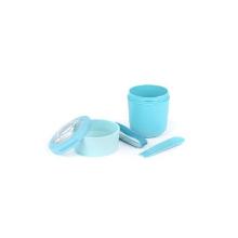 Reusable breakfast cup PP 50 cl +15 cl blue incl.fork product photo