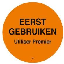 First use sticker 5x5cm orange 500 pieces on a roll product photo