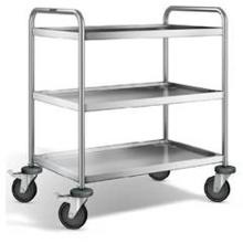 Stainless steel serving trolley Basic 3 trays 80x50 cm with swivel wheels product photo