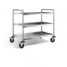 Stainless steel serving trolley Basic 3 trays 100x60 cm with swivel wheels product photo