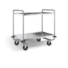 Stainless steel serving trolley 2 trays 110x70 cm product photo