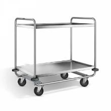 Stainless steel serving trolley SW 110x70 cm with 4 swivel castors, 2 with brake product photo