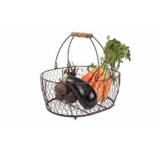 Metal basket oval rustic 29.5x21.5x7 cm brown product photo