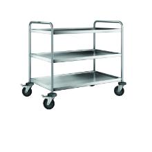 RVS serveerwagen Basic 3 -bladen No More Flat 100x60 cm met 4 zwenkwielen Productfoto