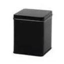 Tin can with hinged lid square 100 gram 7.5x7.5x9.5 cm black product photo