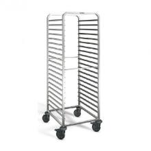 Stainless steel rack trolley 40 shelves 1/1GN 4 swivel castors, 2 with brakes product photo