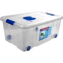 Plastic storage box on wheels 59x40.5x25.7 cm 36L transparent product photo