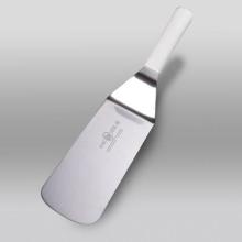 RVS spatel breed met knik 20x7.7 cm zilver met wit handvat Productfoto